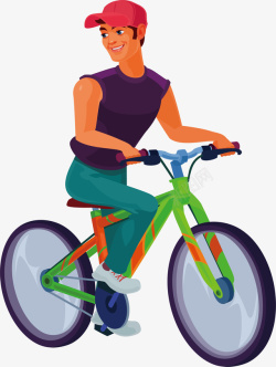 骑自行车的男孩矢量图素材