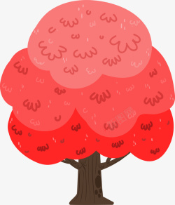 卡通树红色装饰插画矢量图素材
