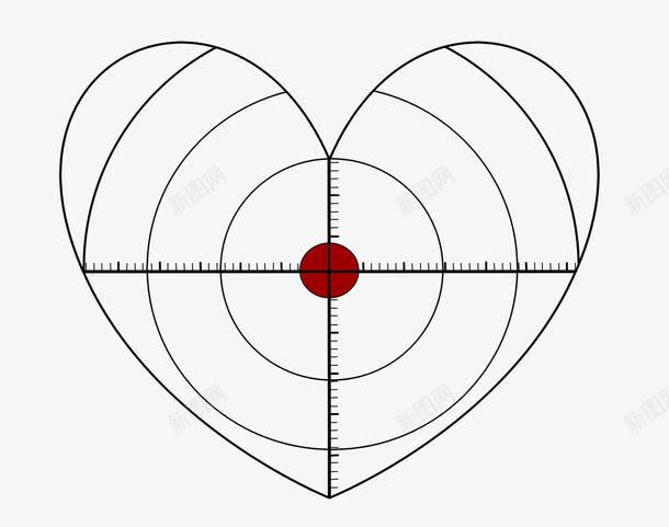 红点刻度爱心png免抠素材_新图网 https://ixintu.com 刻度 爱心 红点准心 红色 黑色