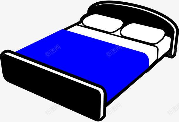 黑色的床蓝色的床单png免抠素材_新图网 https://ixintu.com 床 床单 蓝色 黑色