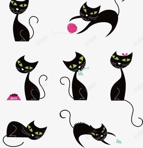 猫猫插画png免抠素材_新图网 https://ixintu.com 卡通猫 插画 猫猫 黑猫