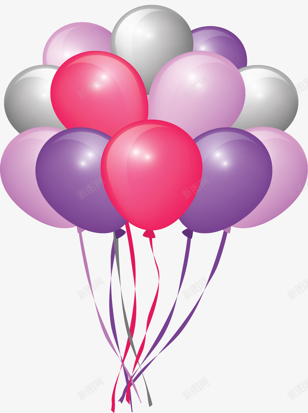 粉紫色儿童节气球矢量图ai免抠素材_新图网 https://ixintu.com 儿童节 儿童节气球 气球 气球束 矢量png 节日气球 矢量图
