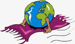 卡通创意地球飞毯素材
