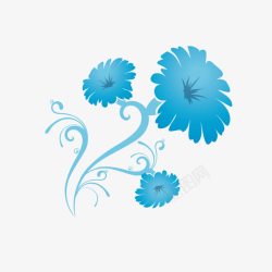 蓝色流行花朵素材