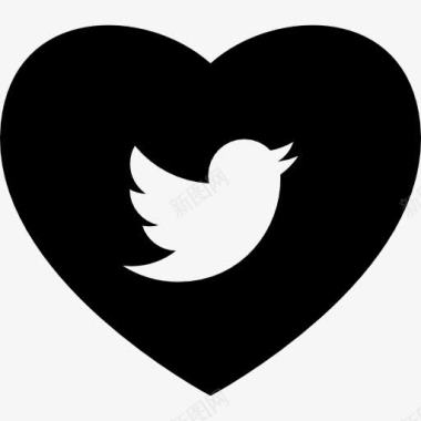 心与社会媒体的标志推特图标图标