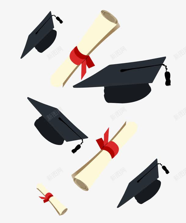 毕业证书和博士帽png免抠素材_新图网 https://ixintu.com 博士帽 帽子 毕业 毕业证书 证书
