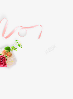 粉色彩带花束装饰图案素材