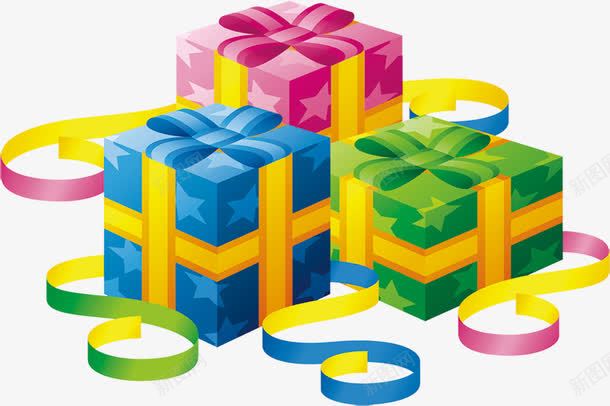 三个彩色礼物盒png免抠素材_新图网 https://ixintu.com 三个 彩色 礼物