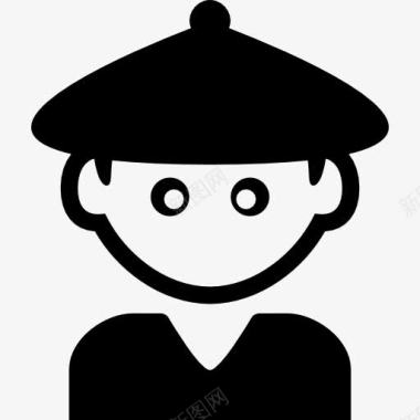 男孩中国帽子图标图标