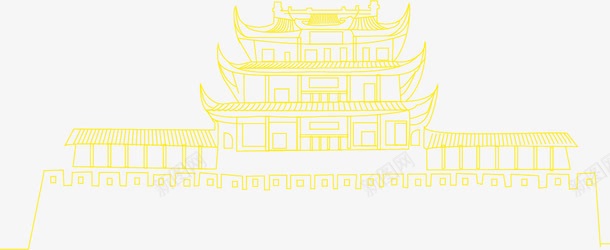 黄色卡通城楼创意建筑png免抠素材_新图网 https://ixintu.com 创意 卡通 城楼 建筑 黄色