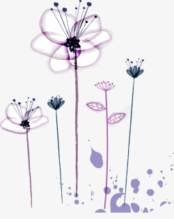 手绘紫色简约花朵图案矢量图素材