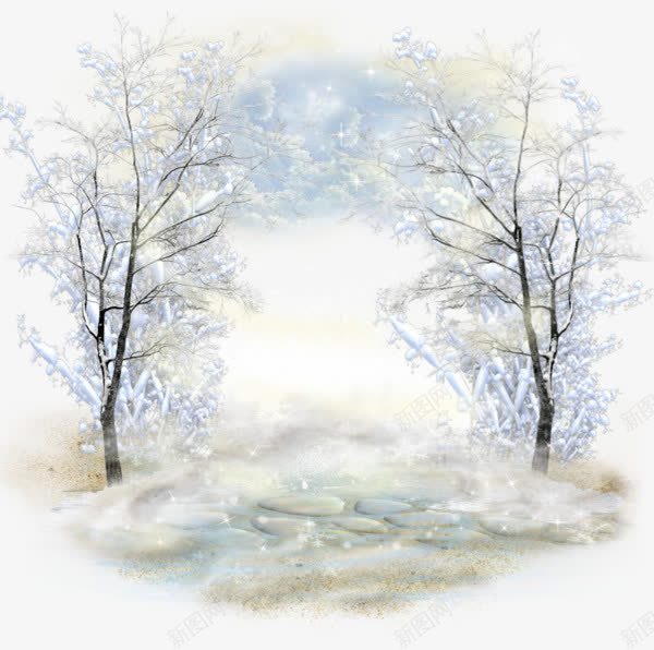 沾满白雪的树png免抠素材_新图网 https://ixintu.com 手绘 树 白雪 简图