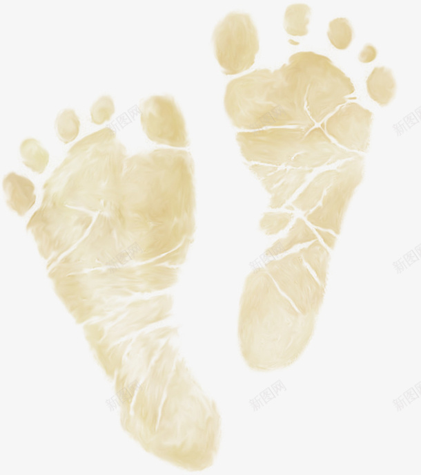 两个脚印png免抠素材_新图网 https://ixintu.com 可爱 手绘 淡黄色 脚印