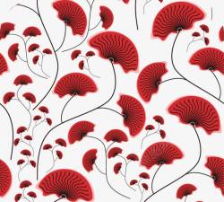 抽象红色扇形花朵图案素材