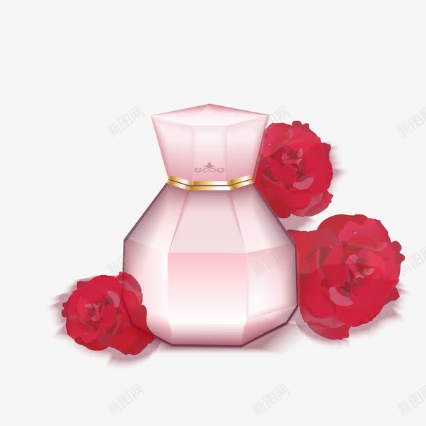玫瑰香水png免抠素材_新图网 https://ixintu.com 女性 玻璃瓶 芬芳 装饰