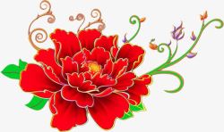 节日效果红色手绘花朵素材