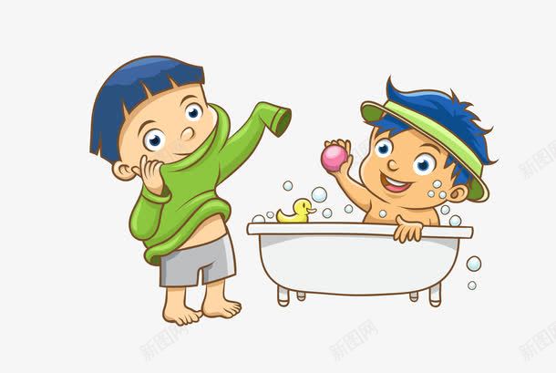 洗澡男孩png免抠素材_新图网 https://ixintu.com 卡通男孩 可爱男孩 洗澡男孩 矢量男孩