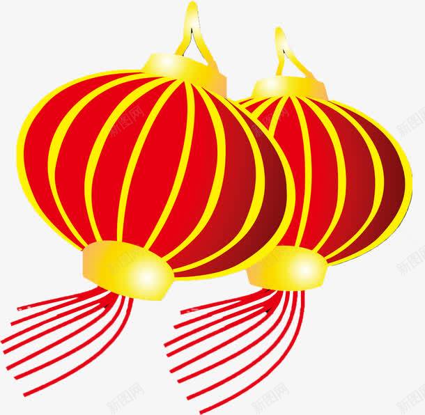 手绘黄红色新年灯笼png免抠素材_新图网 https://ixintu.com 新年 灯笼 红色