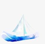 手绘蓝色帆船旅游海报png免抠素材_新图网 https://ixintu.com 帆船 旅游 海报 蓝色