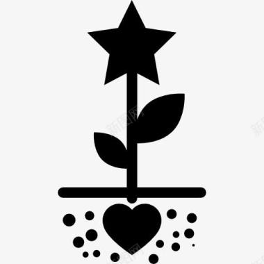 星与心的种子植物图标图标