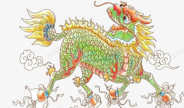 麒麟图案png免抠素材_新图网 https://ixintu.com 图案 插画 水墨麒麟 神兽 麒麟