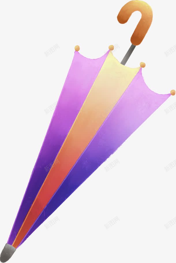 卡通手绘紫色橙色相间的伞png免抠素材_新图网 https://ixintu.com 卡通 橙色 相间 紫色