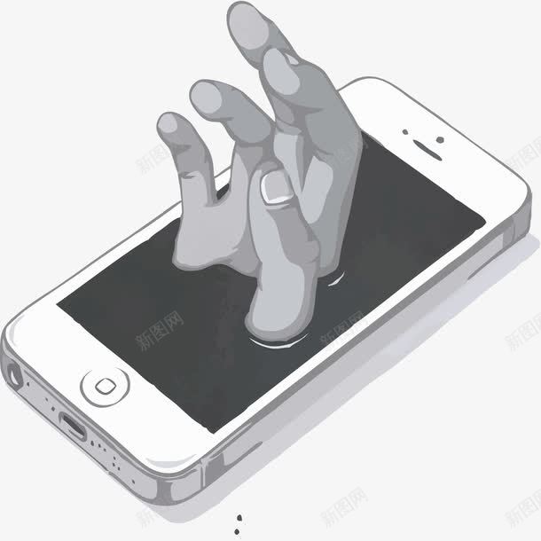 手机与手png免抠素材_新图网 https://ixintu.com 创意 手 手机 手绘插画 灰色