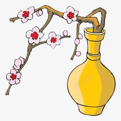一束梅花黄色花瓶高清图片