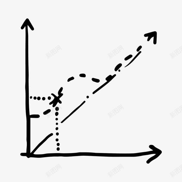 黑色手绘数据png免抠素材_新图网 https://ixintu.com 分析 商务 手绘 抛物线 数据 箭头 虚线 黑色