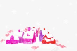 雪后的房子下雪后的彩色小村庄高清图片