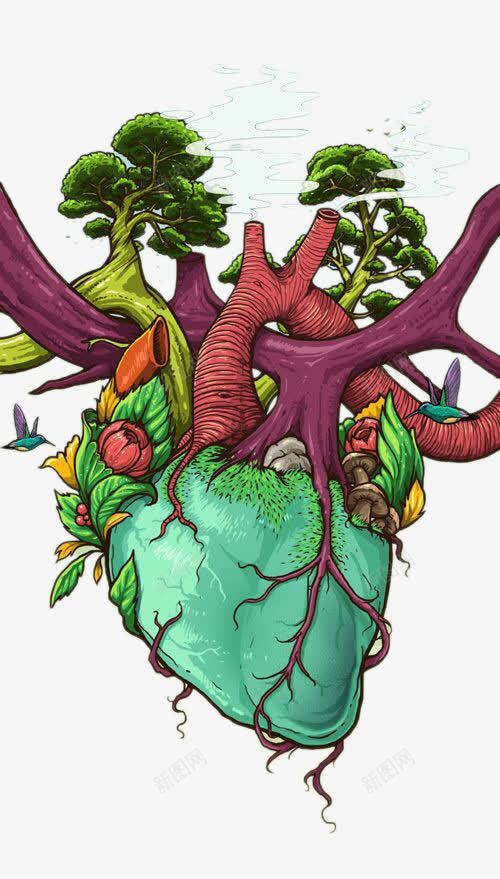 创意心脏之树png免抠素材_新图网 https://ixintu.com 创意插画 卡通手绘 心脏 树