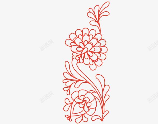 时尚中国风主题元素png免抠素材_新图网 https://ixintu.com 中国风 手绘 红色 花 花纹 装饰
