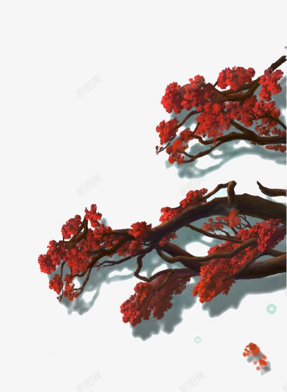 红色海棠树png免抠素材_新图网 https://ixintu.com 手绘 海棠 海棠树 红色 装饰