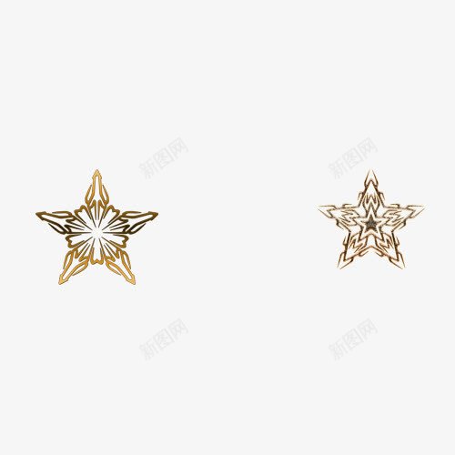 两款五角星png免抠素材_新图网 https://ixintu.com 五角星 线条 金属 青铜