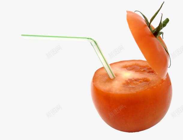 带吸管的番茄png免抠素材_新图网 https://ixintu.com 创意设计 吸管 海报 西红柿