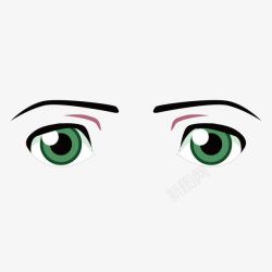 卡通绿色悲伤眼神眼光素材
