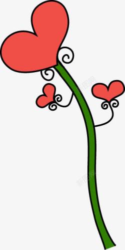 手绘红色卡通爱心植物素材