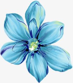 手绘蓝色花卉移门素材