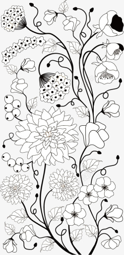 传统手绘花卉矢量图素材