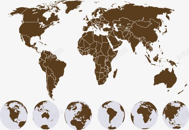 地球与地图png免抠素材_新图网 https://ixintu.com 卡通地图 卡通地球 地图 地球 矢量地图 矢量地球