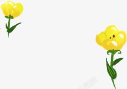 手绘黄色清明节花朵装饰素材