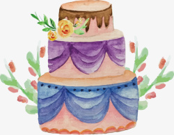 水彩婚礼蛋糕矢量图素材