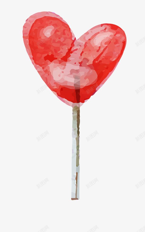 手绘心形棒棒糖png免抠素材_新图网 https://ixintu.com 心形 手绘 棒棒糖 甜美 红色 装饰图案
