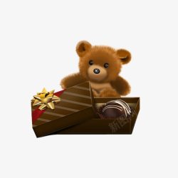 卡通可爱毛绒熊和礼物盒素材