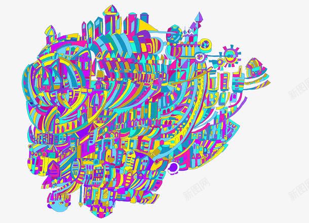 彩色线条图案png免抠素材_新图网 https://ixintu.com 创意画 彩色 线条图案 装饰