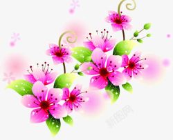 粉色水彩花朵植物梦幻素材