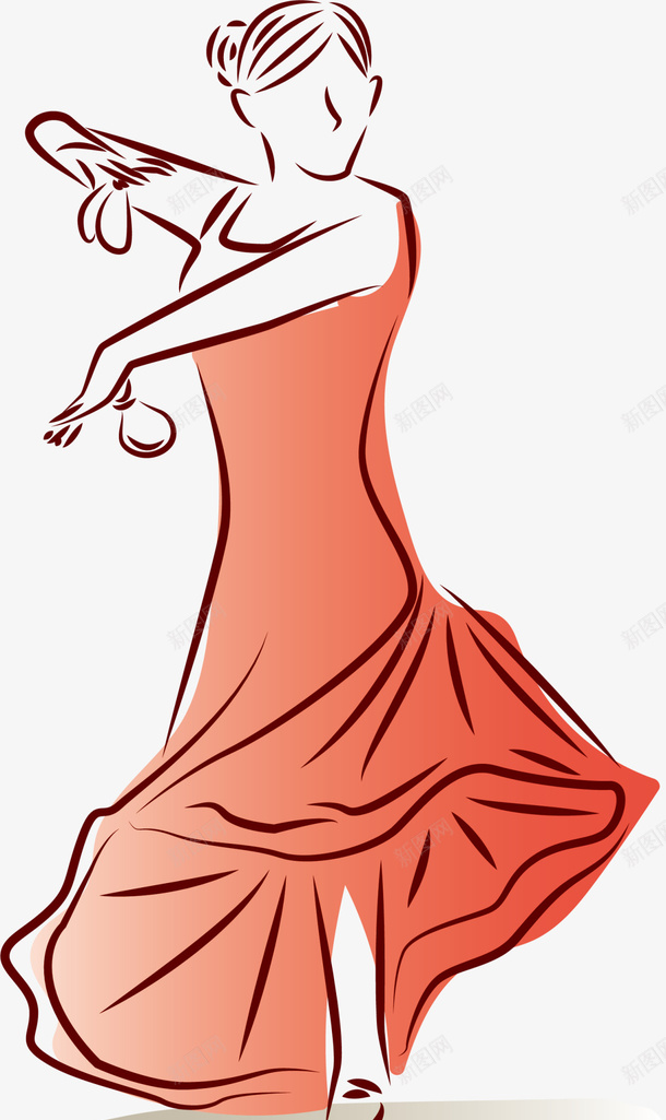 红色水彩手绘舞女png免抠素材_新图网 https://ixintu.com 人物插画 手绘舞女 舞姿 舞者 舞蹈 艺术 跳舞
