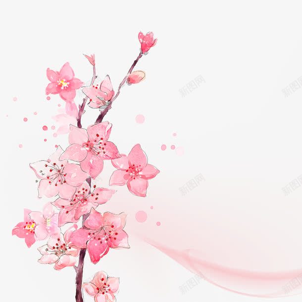 水彩粉色的花png免抠素材_新图网 https://ixintu.com 东南亚花 水彩粉色的花
