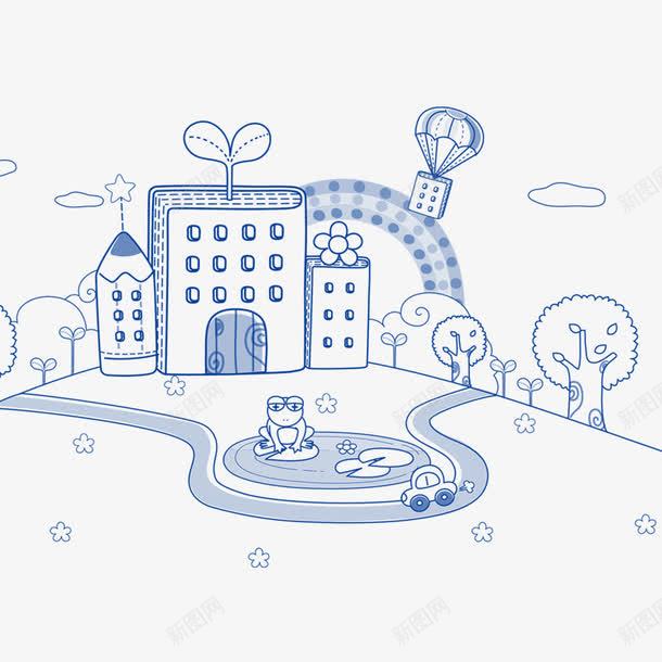 手绘卡通城市png免抠素材_新图网 https://ixintu.com 卡通城市 手绘素材