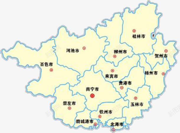 黄色广西地图png免抠素材_新图网 https://ixintu.com 地图 广西 广西地图 素材 黄的